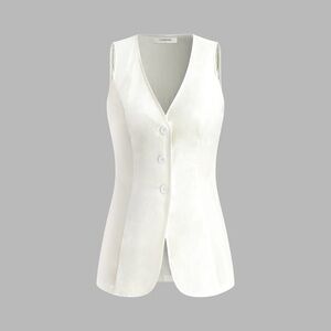 Commense White 100% Cotton Vest Type Shirt  Size M NWT